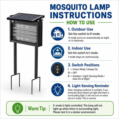 Solar Bug Zapper™ - Waterproof Outdoor Mosquito & Fly Killer with Auto Light Sensor