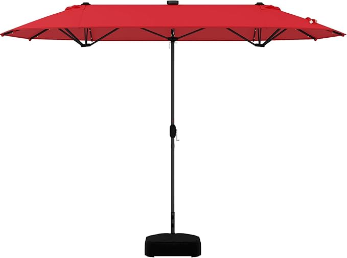 Double-Sided Patio Umbrella with Solar LED Lights