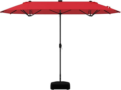 Double-Sided Patio Umbrella with Solar LED Lights
