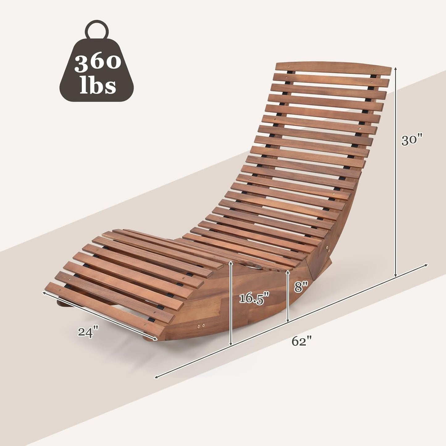 Tangkula Outdoor Acacia Wood Rocking Chair Set of 2