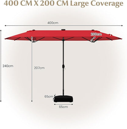 Double-Sided Patio Umbrella with Solar LED Lights