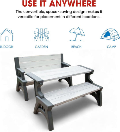 2-in-1 Outdoor Bench That Converts Into a Table | 1+1 FREE