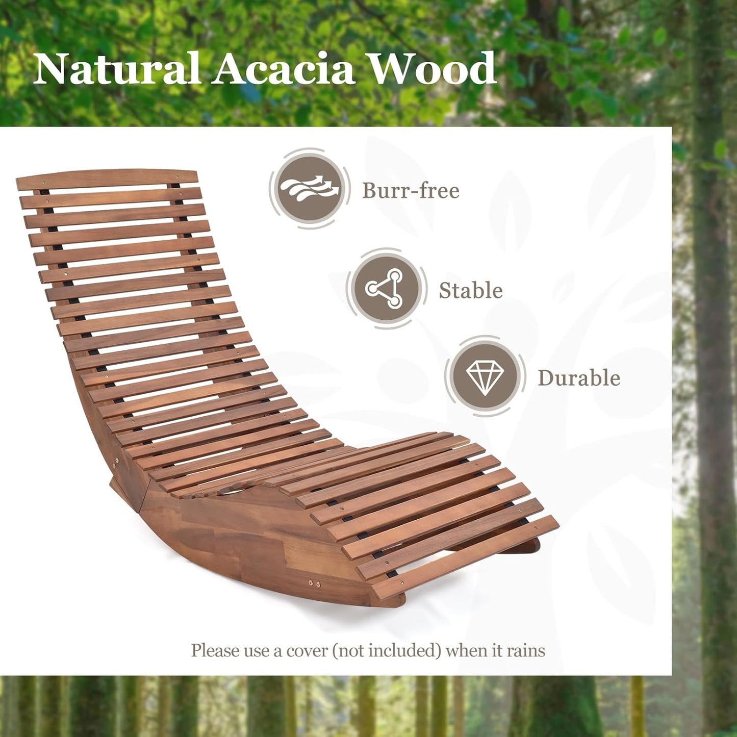 Tangkula Outdoor Acacia Wood Rocking Chair Set of 2