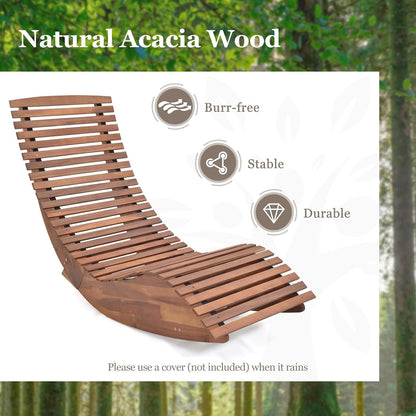 Tangkula Outdoor Acacia Wood Rocking Chair Set of 2