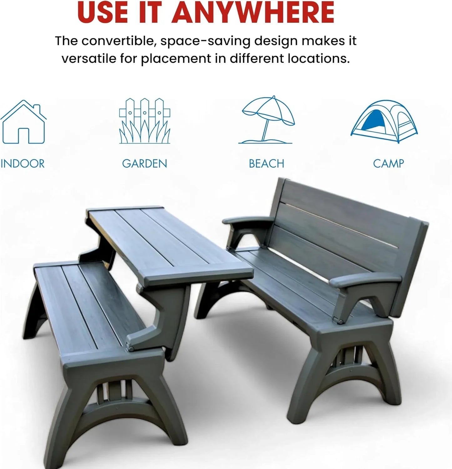 2-in-1 Outdoor Bench That Converts Into a Table | 1+1 FREE