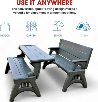 2-in-1 Outdoor Bench That Converts Into a Table | 1+1 FREE