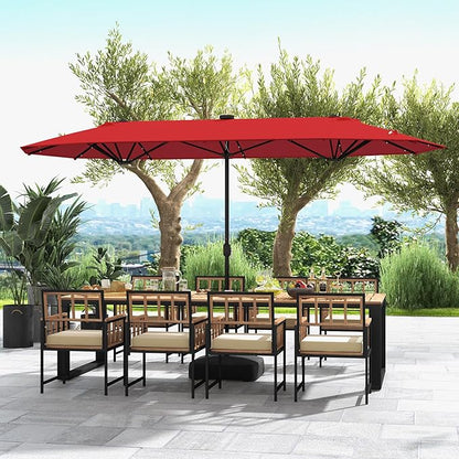 Double-Sided Patio Umbrella with Solar LED Lights