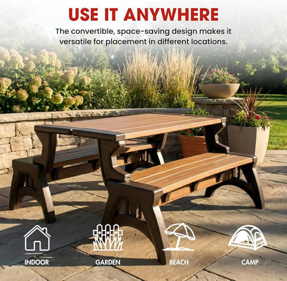 2-in-1 Outdoor Bench That Converts Into a Table | 1+1 FREE
